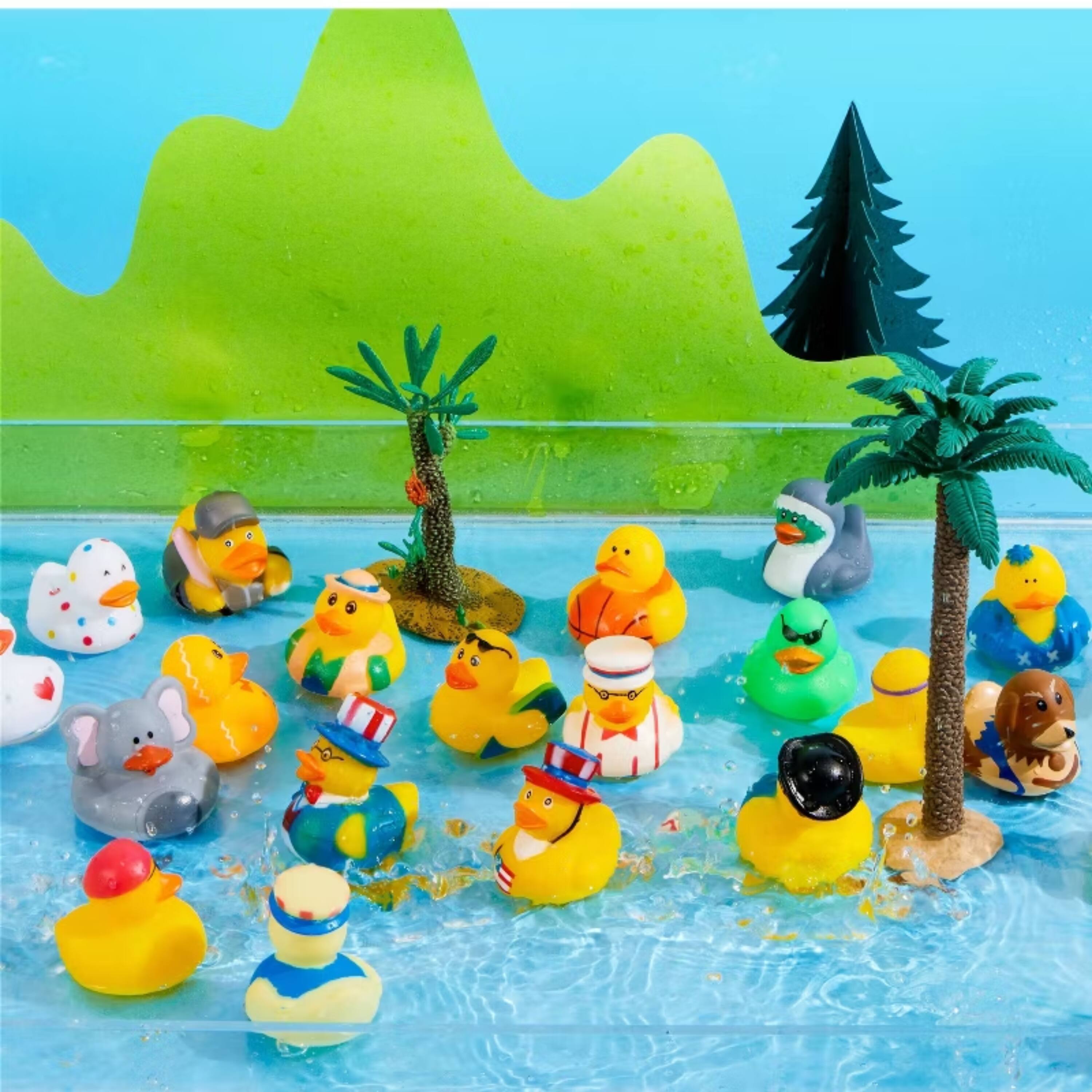 Left. Joyfy - 120 Pcs Rubber Ducks, Mini Rubber Duckie Toys with Bag for Kids Baby Bath Shower Toys, Birthday Gifts - Colorful.