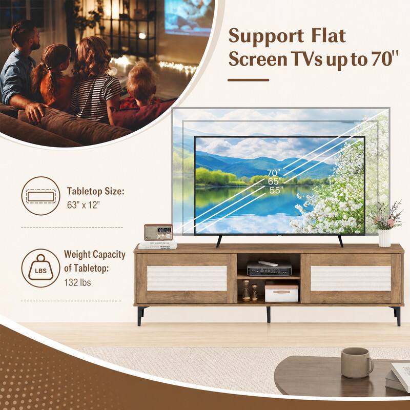 Support Flat Screen TVs up to 70"

Tabletop Size: 63" x 12"

70" 65" 55"

Weight Capacity of Tabletop: 132 lbs