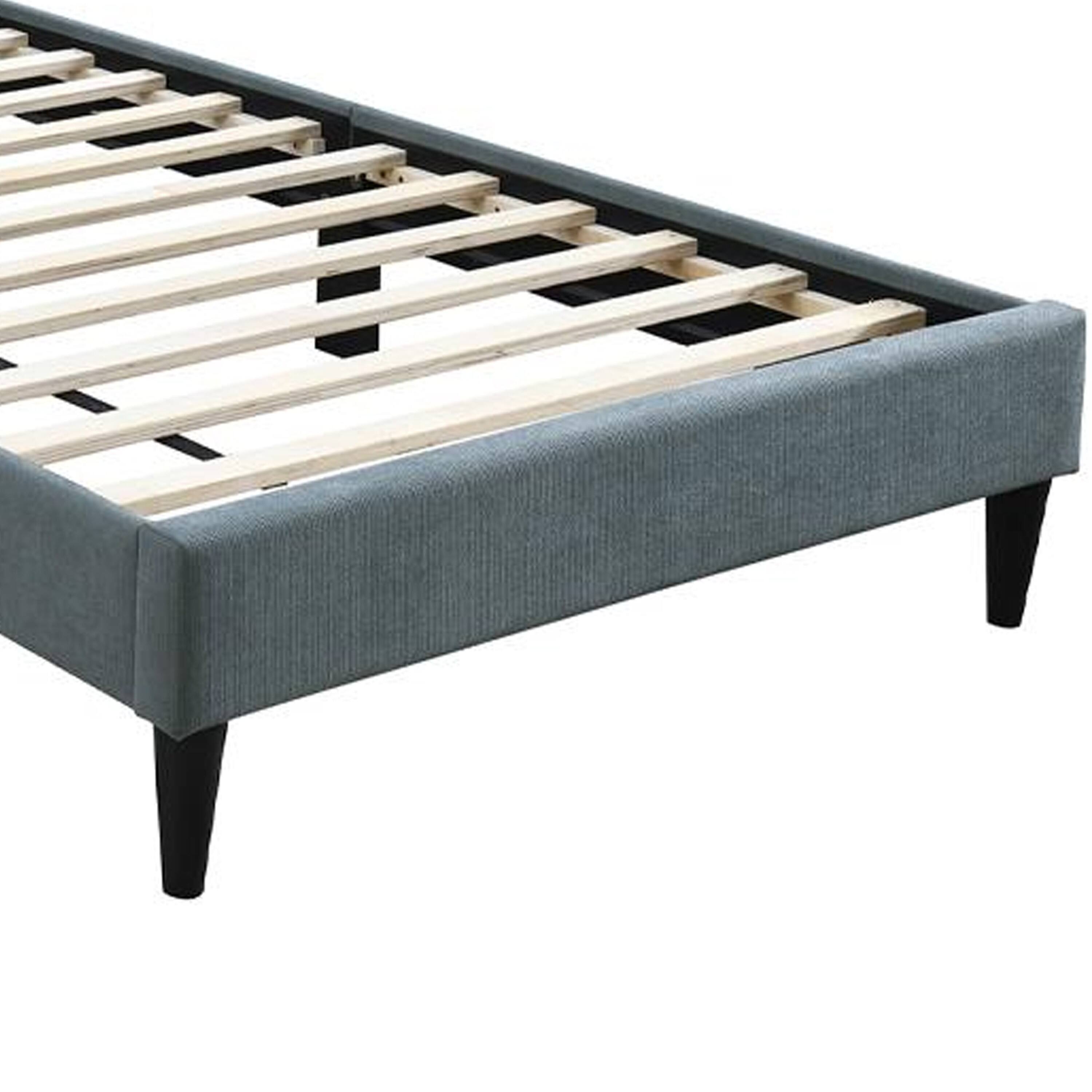 Back. Manhattan Lane - Lilian Full Bed, Tufted Gray Linen Upholstery, Biscuit Tufted Stitch - Gray, Black.