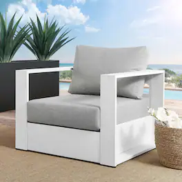 Tahoe Outdoor Patio Powder-Coated Aluminum Armchair by Modway - White Gray