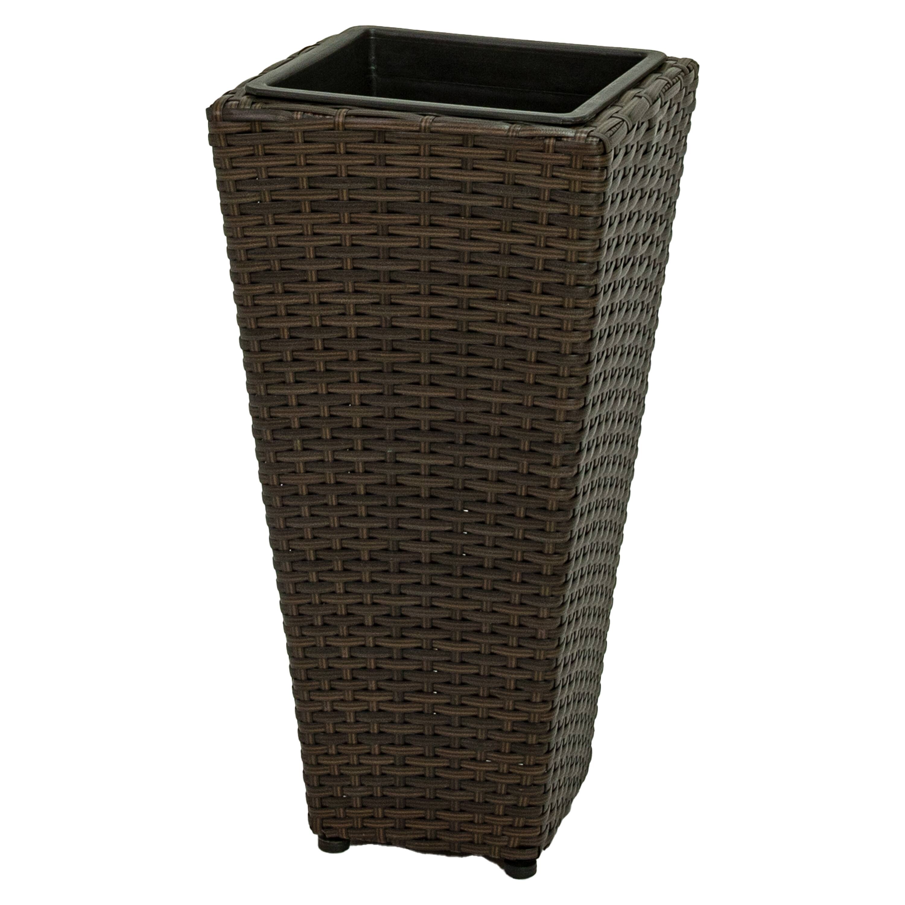 Alt View 10. Sunnydaze - Tall Square Planter - 9 in, 11.5 in, 15 in - Set of 3 - Brown.