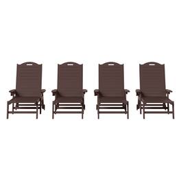 WestinTrends - Aruba Outdoor HDPE Patio Chaise Lounges With Wheels & Cup Holder (Set of 4) - Dark Brown