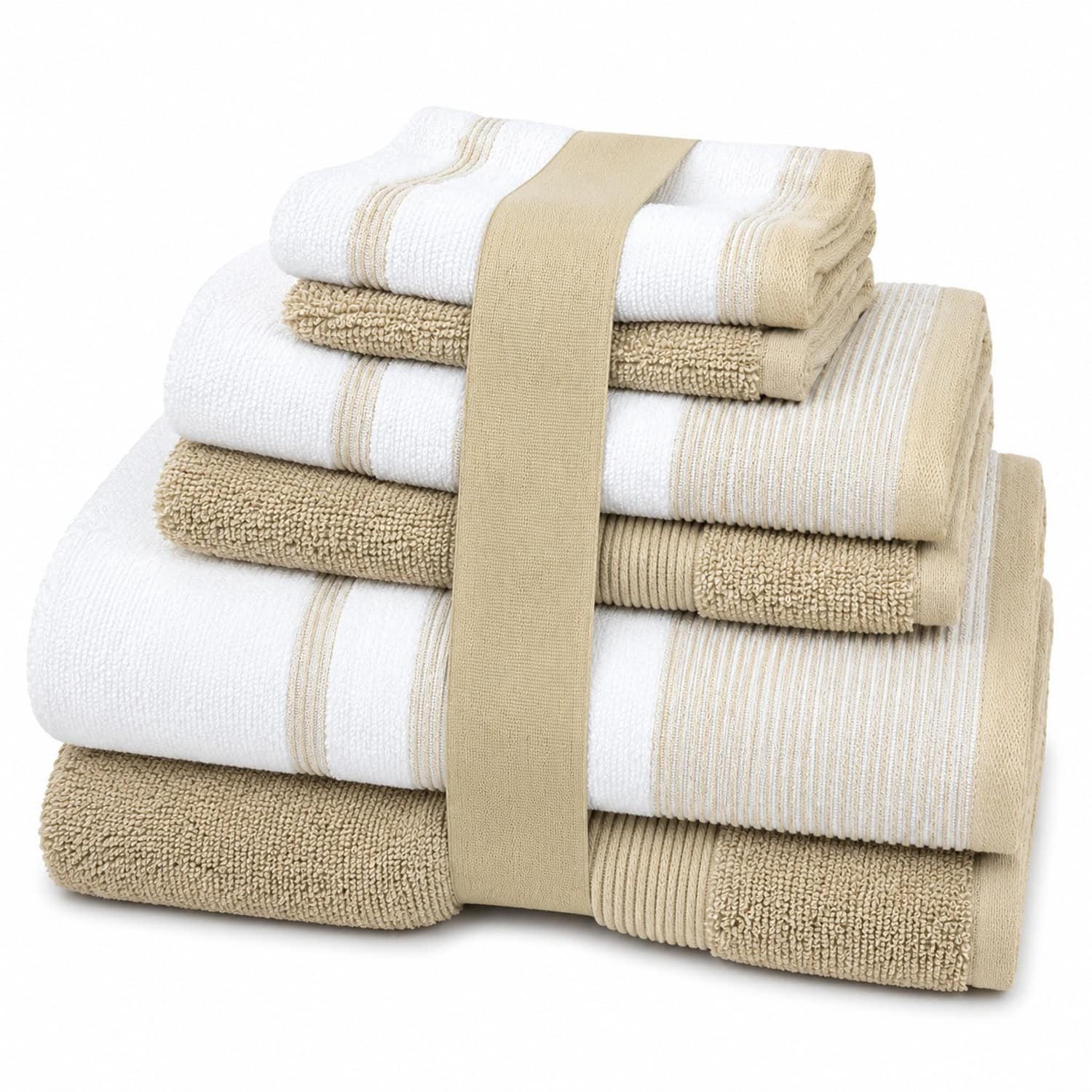 Plazatex - Two Tone Zero Twist 100% Cotton Soft & Absorbent 6 Piece Bathroom Towel Set - Taupe price history on PriceWatchPro