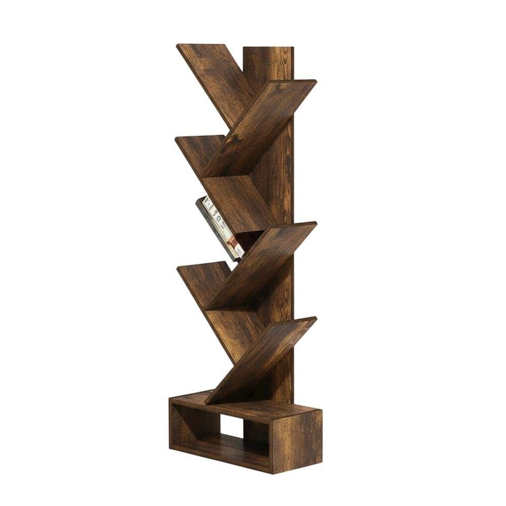 FurniFact - Wooden bookcase with open shelving for modern living spaces - Amber Pine