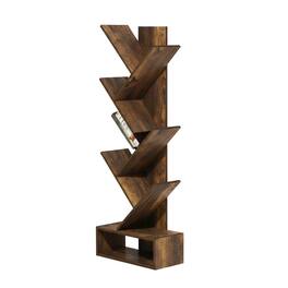 FurniFact - Wooden bookcase with open shelving for modern living spaces - Amber Pine