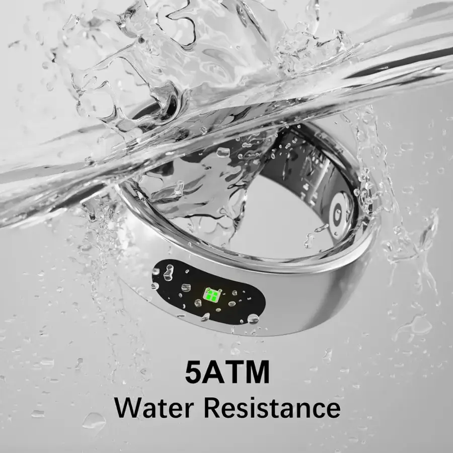 The text on the image reads "5ATM Water Resistance," which indicates that the watch is designed to withstand water pressure up to 50 meters or 164 feet. This means that the watch can be worn while swimming or engaging in water-based activities without the risk of water damage. The water resistance rating of 5ATM is suitable for most water sports and outdoor activities, making it a practical choice for those who enjoy water-based activities.