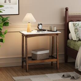 Loheer - Narrow Side Table Small End Table Slim Nightstand - Reddish Brown