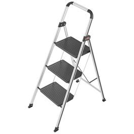 Hailo - Folding Step Stool, Non-Slip 3 Step Ladder for Home & Kitchen, K71, Silver - Metal & Black
