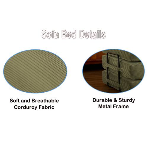 Sofa Bed Details

- Soft and Breathable Corduroy Fabric
- Durable & Sturdy Metal Frame