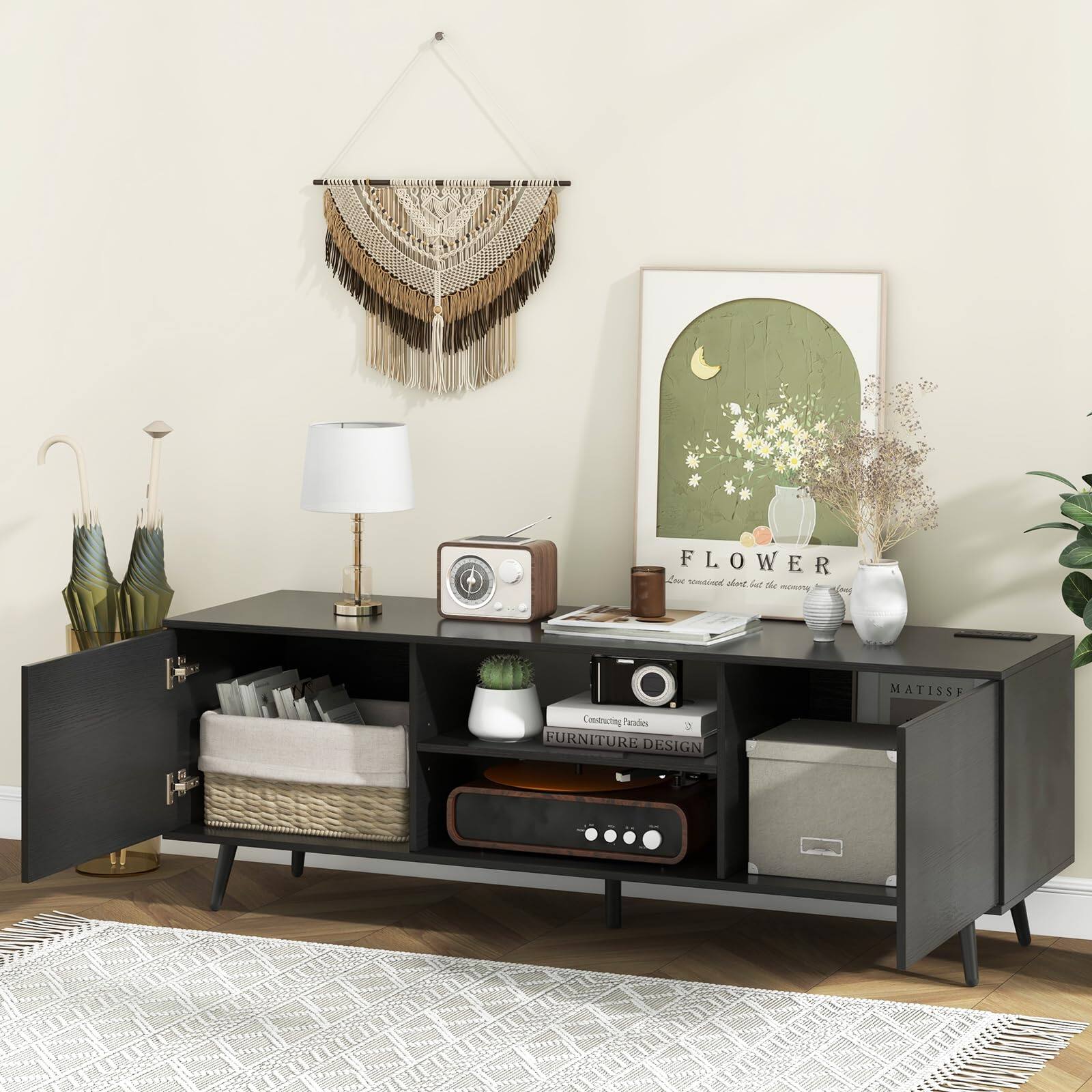 Sure, here is the corrected and grouped text from the image:

---

**FLOWER**  
Love transcends time but the memory lingers

**MATISSF**  
FURNITURE DESIGN

**Constructing Paradises**  
FURNITURE DESIGN

---

This text is found on the items and decor in the image.