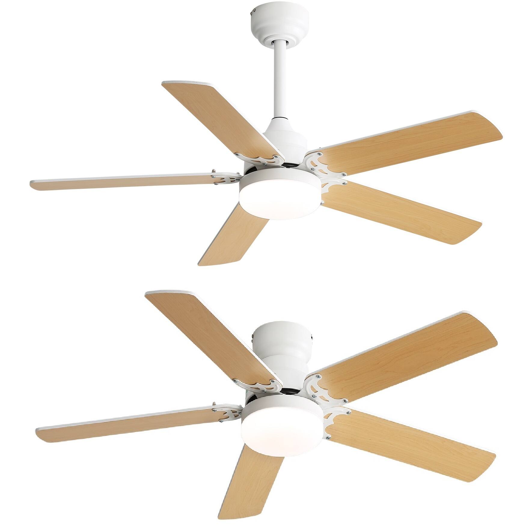 Sofucor - 42'' Dual Color Blade Ceiling Fans with Lights and Remote Modern Dimmable LED Ceiling Fan for Bedroom Living Room Patio - White