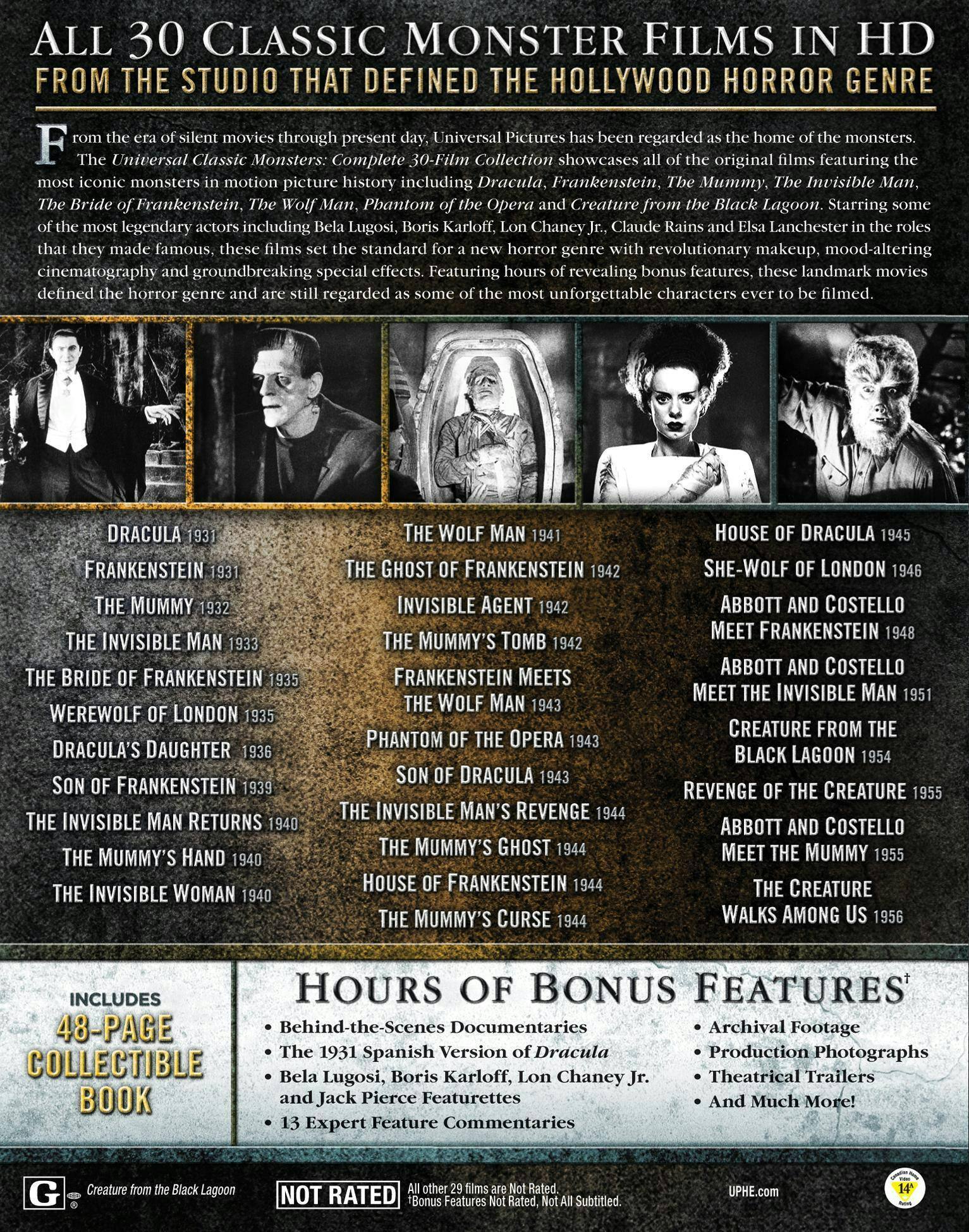 Angle. Universal Classic Monsters: Complete 30-Film Collection (Box Set) [Blu-ray].