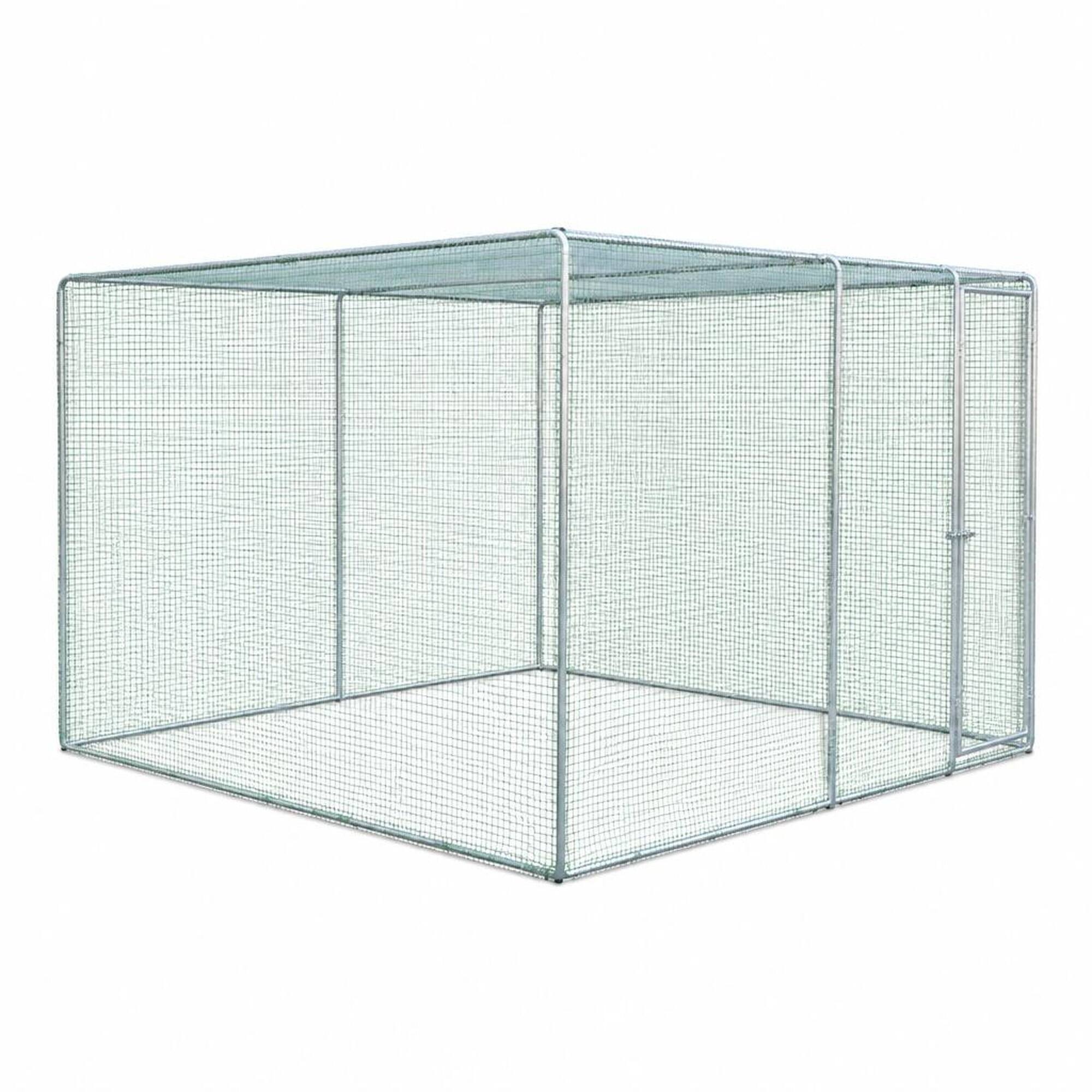 Front. RYHNUYNE - Chicken Coop 9.8x6.5x6.5 ft, Galvanized Steel Frame, PVC-Coated Wire Mesh, Green Cover, Outdoor Pet Enclosure.