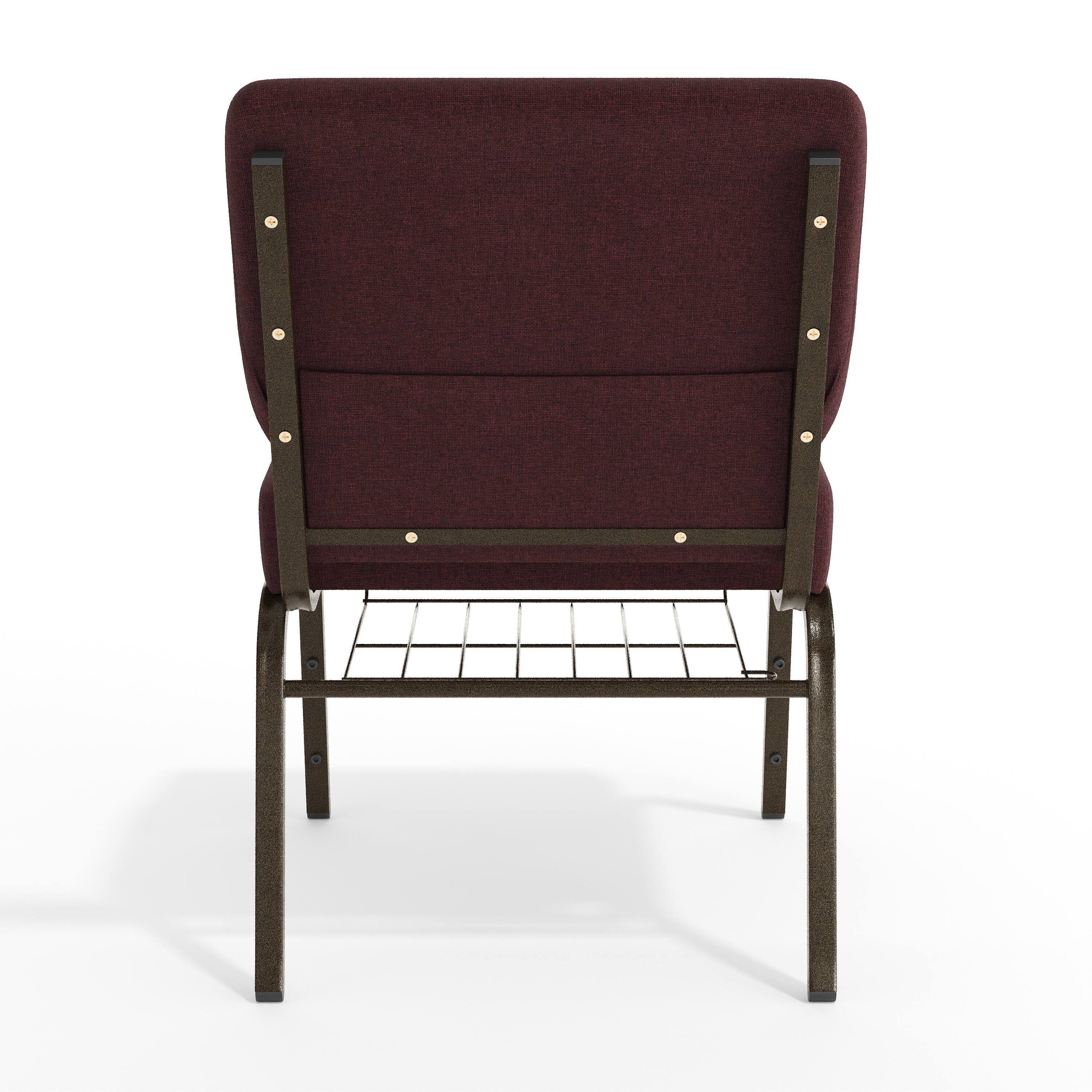 Alt View 7. Emma + Oliver - 21"W Church/Reception Guest Chair with Communion Cup Book Rack - Plum Fabric/Gold Vein Frame.