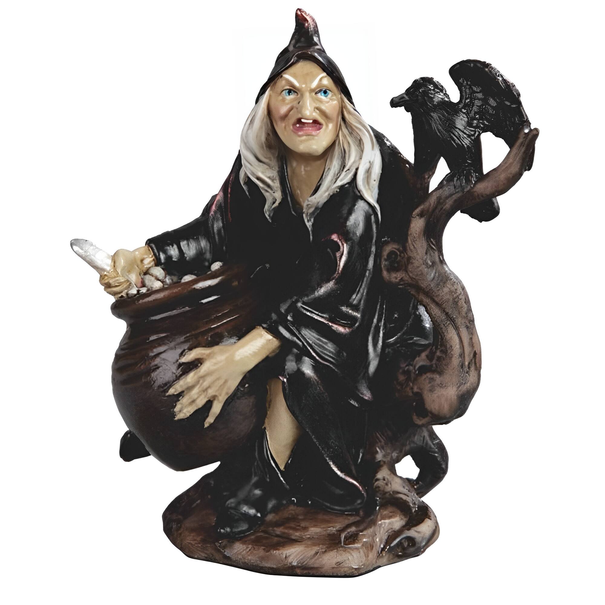 FC Design - 4.25"H Witch with Crow Figurine Statue Desk Tabletop Home Decor Gift - Multi-Color