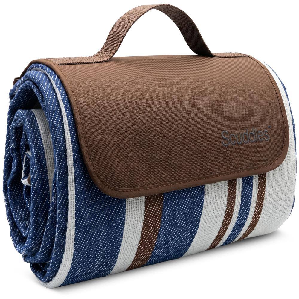 Front. SereneLife - Scuddles Extra Large Picnic Blanket, 60" x 80" Waterproof Mat for 4 Adults, 3-Layer Foam Design - Dark Brown.