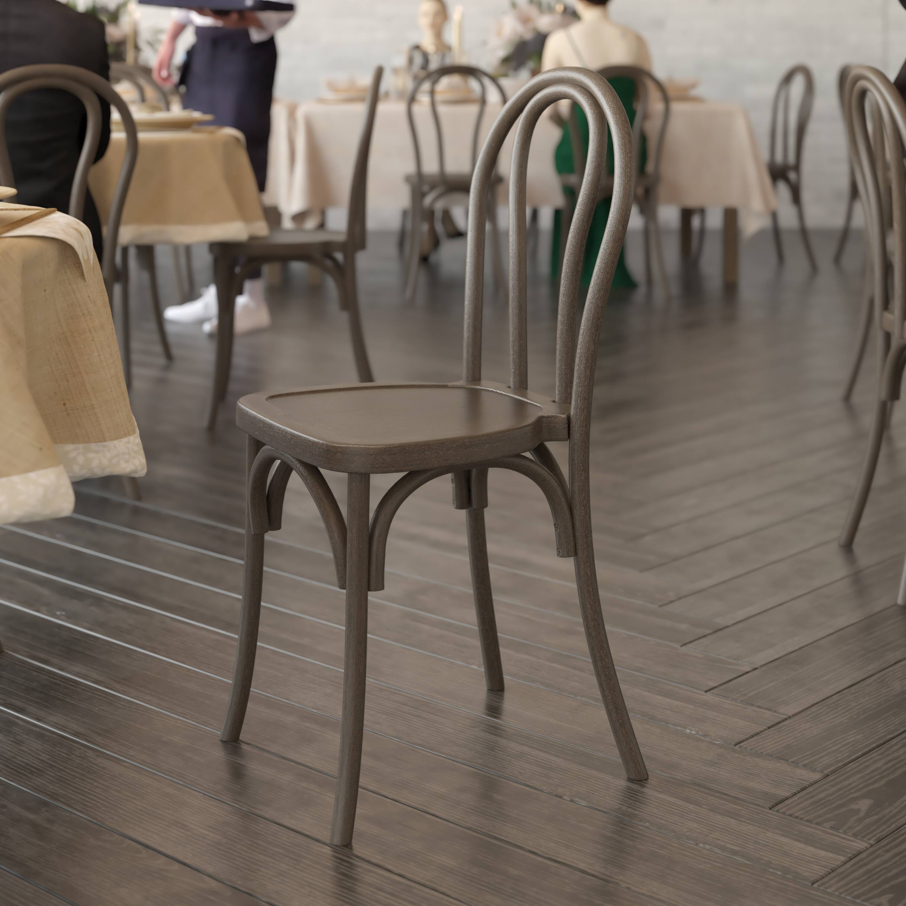 Alt View 2. Flash Furniture - HERCULES Commercial Dark Brown Indoor/Outdoor Wood Look Stackable Resin Thonet Style Chair - Brown.