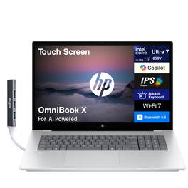 HP - OmniBook X 17 Laptop 17.3 FHD (Intel Ultra 7-258V, 32GB LPDDR5X, 2TB PCIe SSD, Win 11 Pro) w/USB Hub - Glacier Silver
