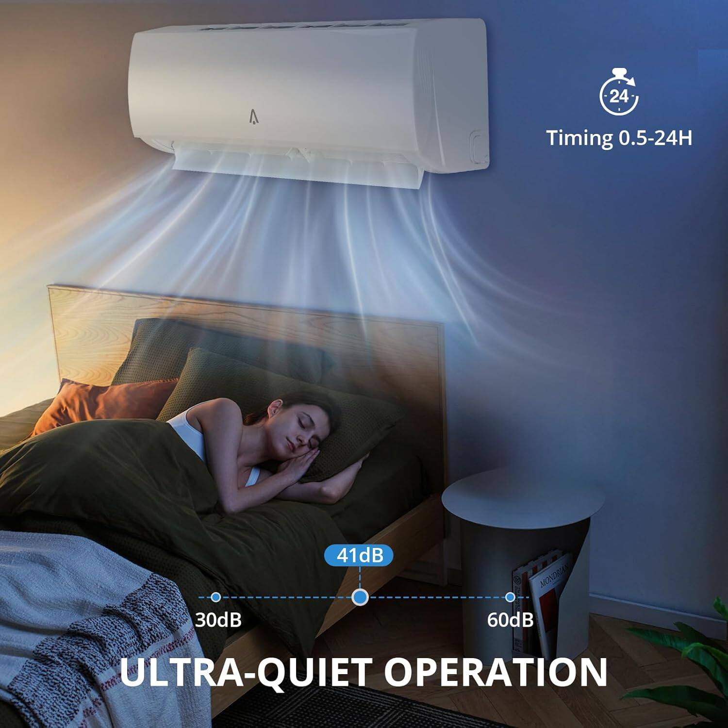 - Timing 0.5-24H
- 41dB
- 30dB
- 60dB
- ULTRA-QUIET OPERATION