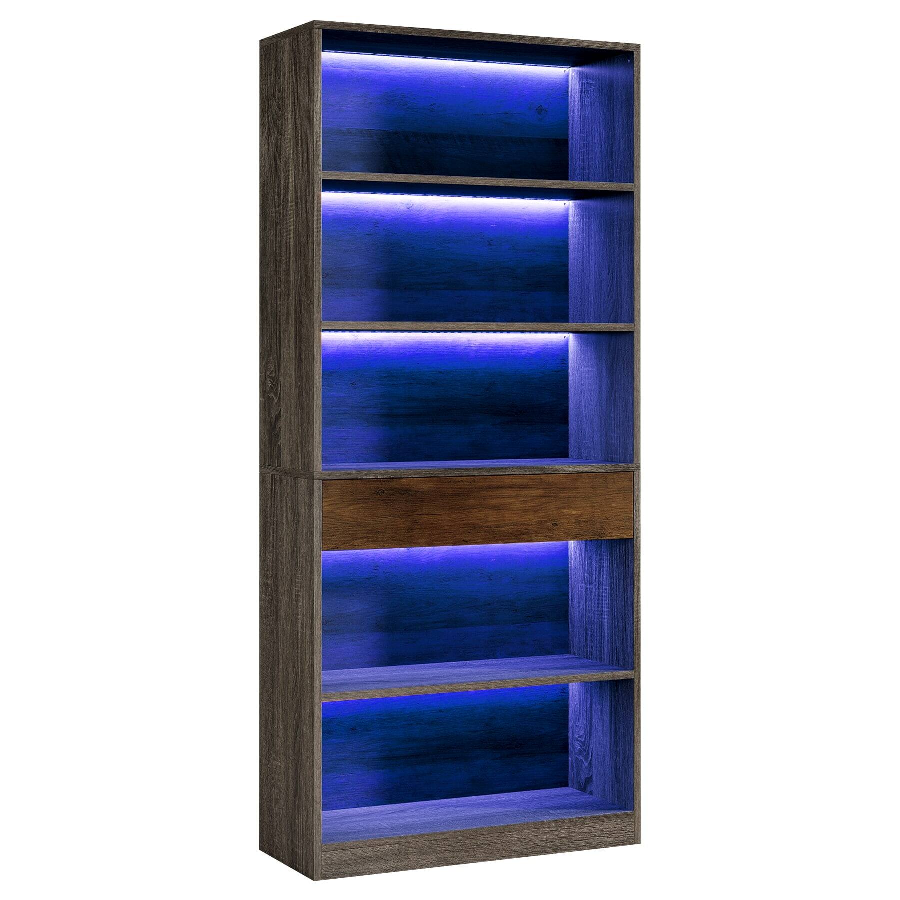 Left. Kadyn - Kadyn Wood Bookshelf, Sturdy Display Shelf, Storage Shelf, Tall Shelving Unit, Space-Saving Home Decor, Gray - Gray.