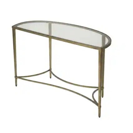 Front. Starlight Canyon Home - Demilune Console Table with Glass Top, Modern Contemporary Entryway Accent Table - Gold.