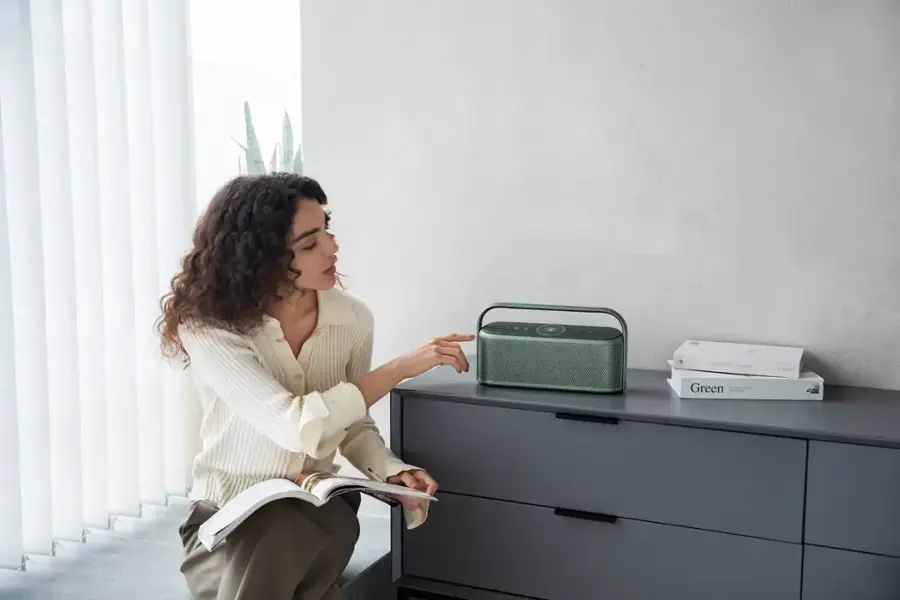 Alt View 12. Soundcore - by Anker Motion X600 Hi-Res Spatial Audio IPX7 Waterproof Portable Bluetooth Speaker with Aux-In and Rugged Metal Design - Green.