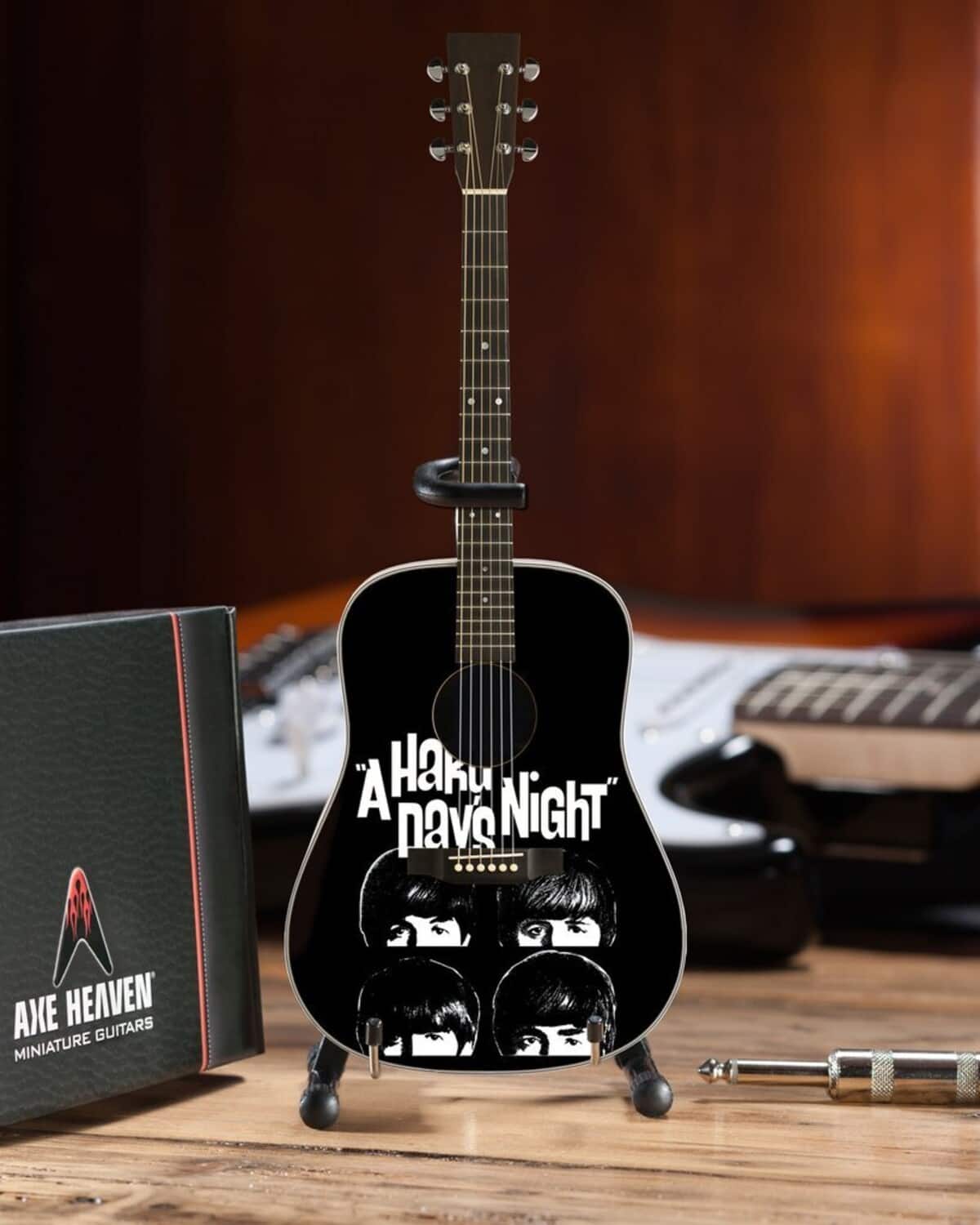 Axe Heaven - The Beatles - Fab Four A Hard Day's Night Tribute 10 Inch Miniature Acoustic Guitar Radio Days - COLLECTIBLES - Multicolor