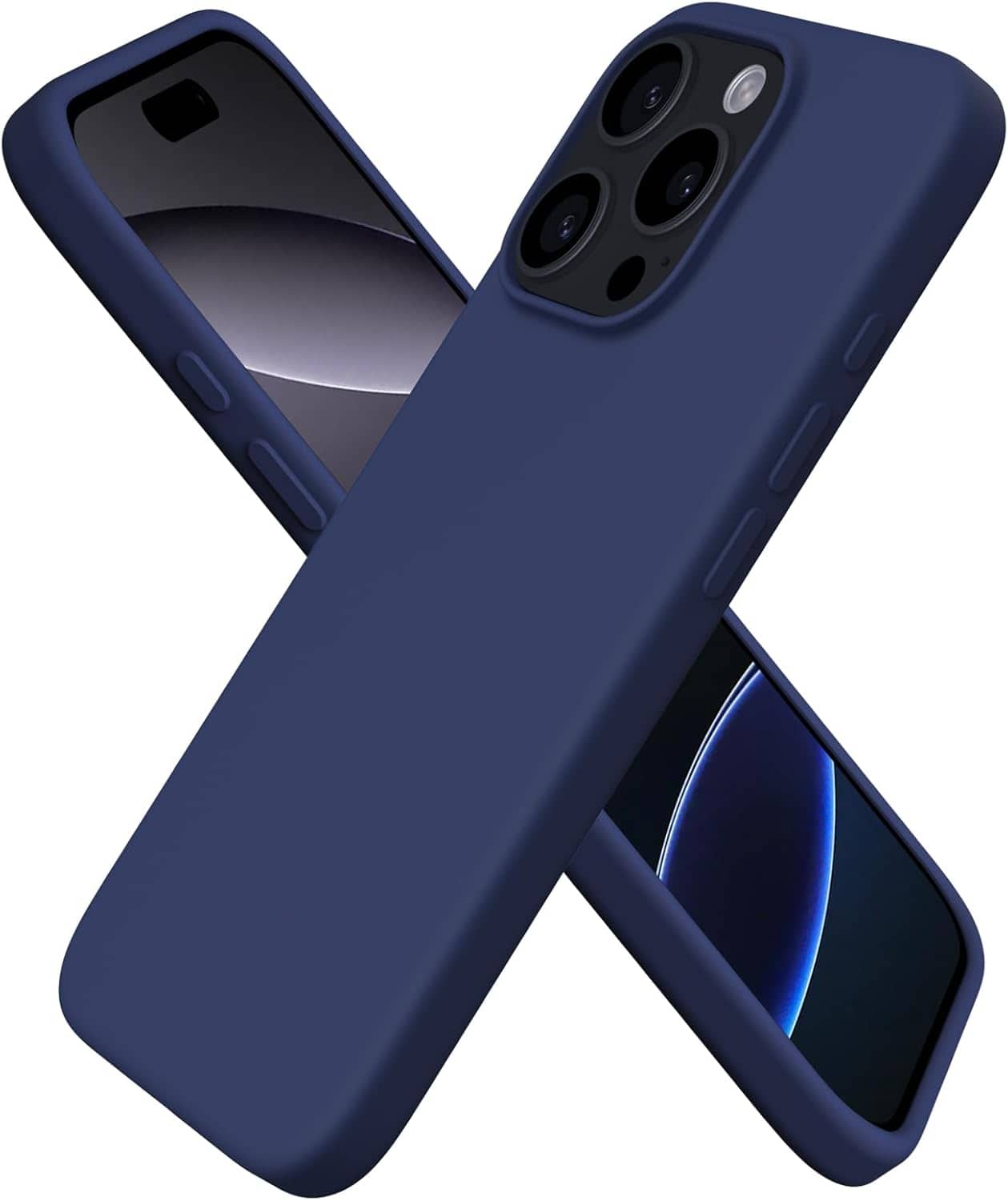 Front. Ornarto - ORNARTO Designed for iPhone 16 Pro Case 6.3", Liquid Silicone 3 Layers Full Covered Protective Cover-Navy Blue - Navy Blue.