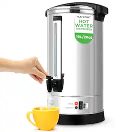 NutriChef - NCSTKTL19L 19L Electric Water Boiler & Hot Water Dispenser, Safety Lock, Stainless Steel - Silver