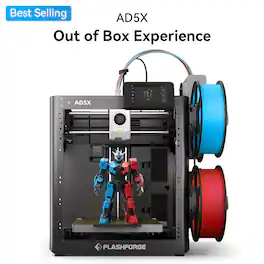 Flashforge - AD5X Multi-Color 3D Printer, 4-Color IFS, Auto Leveling, Max 600mm/s High Speed Printing, 220×220×220mm - Black