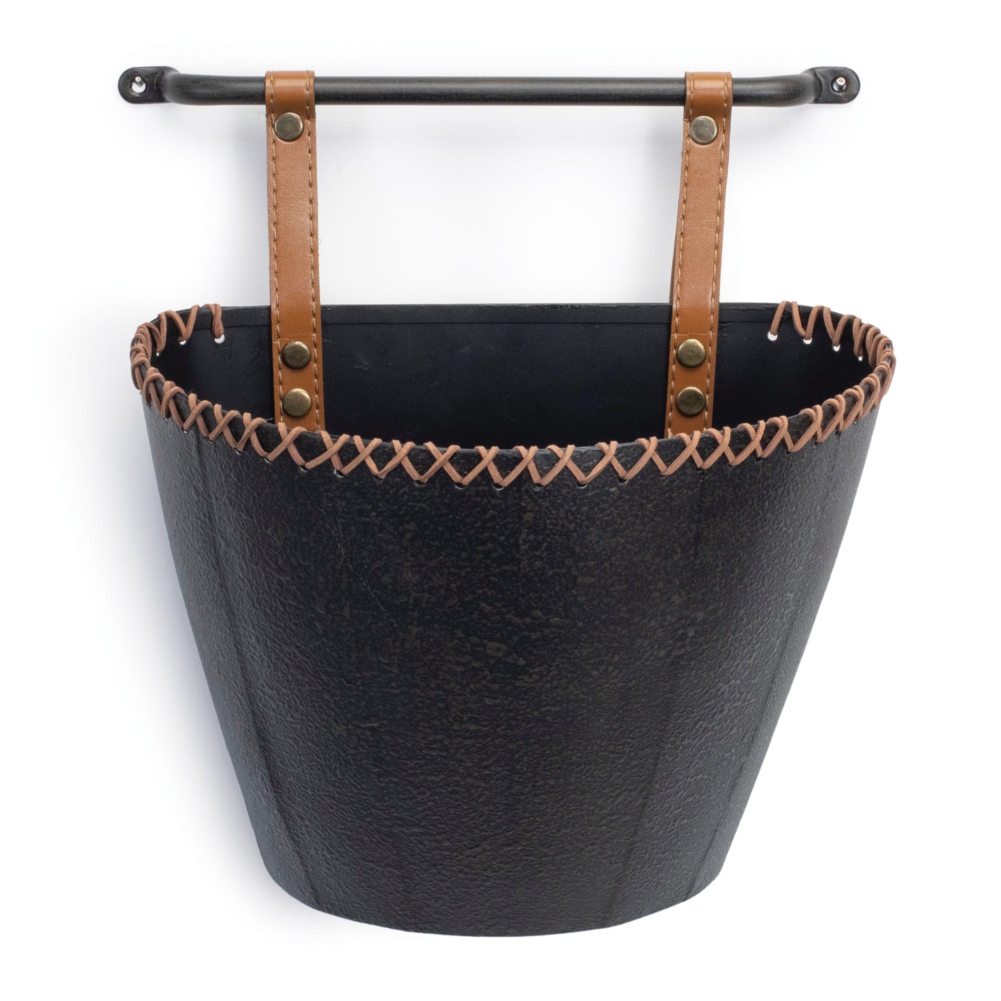 BreeBe - Iron Metal Wall Pocket (Set of 2) - Black, Brown