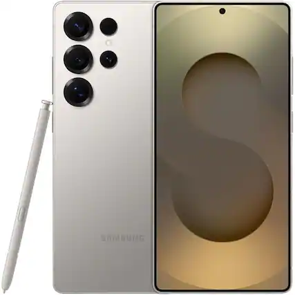 Front. Samsung - Galaxy S25 Ultra 512GB 6.9" 5G Fully Unlocked, Titanium silver - White.
