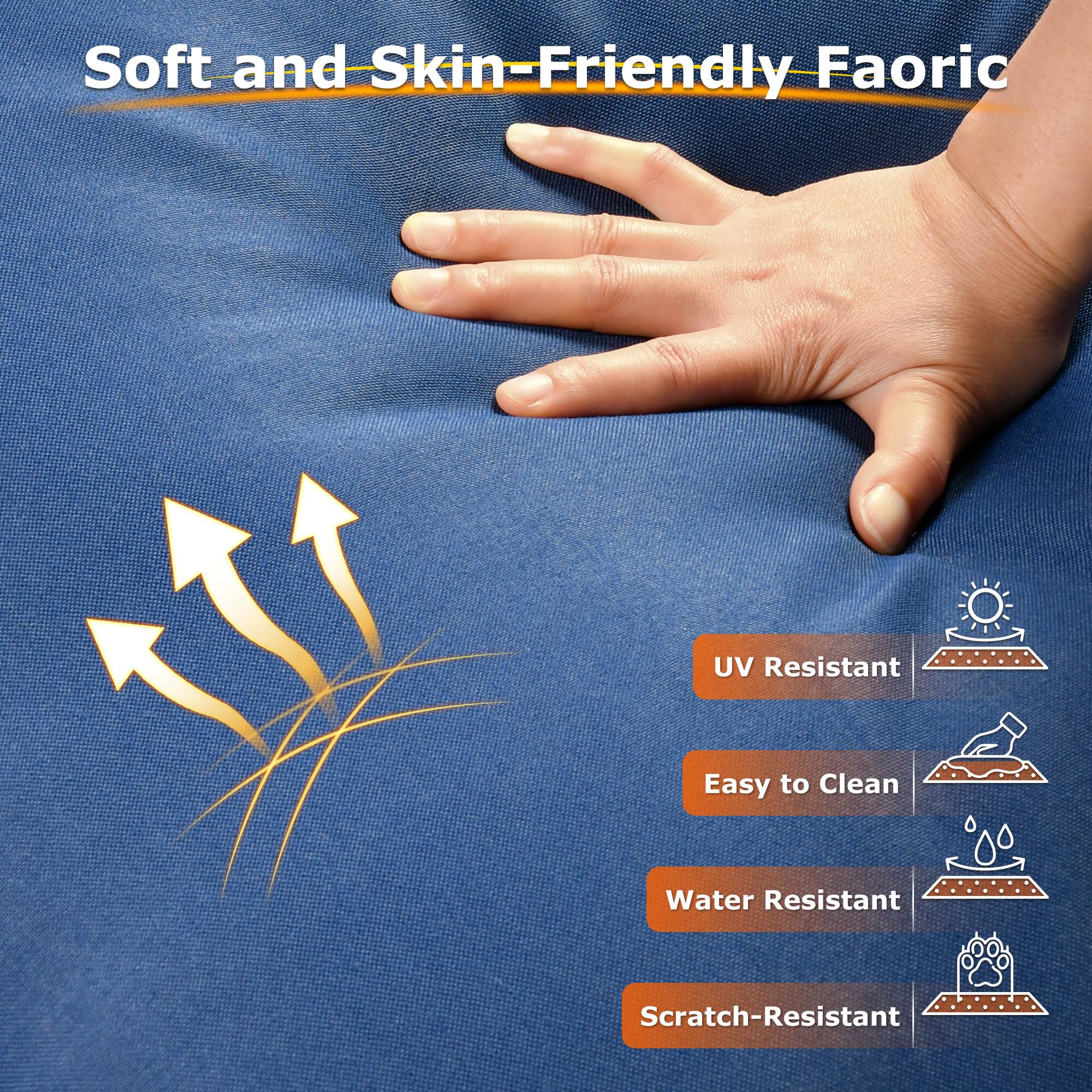 Soft and Skin-Friendly Faoric

- UV Resistant
- Easy to Clean
- Water Resistant
- Scratch-Resistant