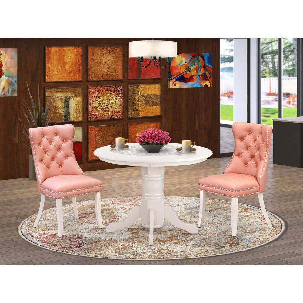 Alt View 3. East West Furniture - East West Furniture SHDA3-WHI-23 3 Piece Dining Room Set Consists of a Round Dining Table with Pedestal and 2 - White.