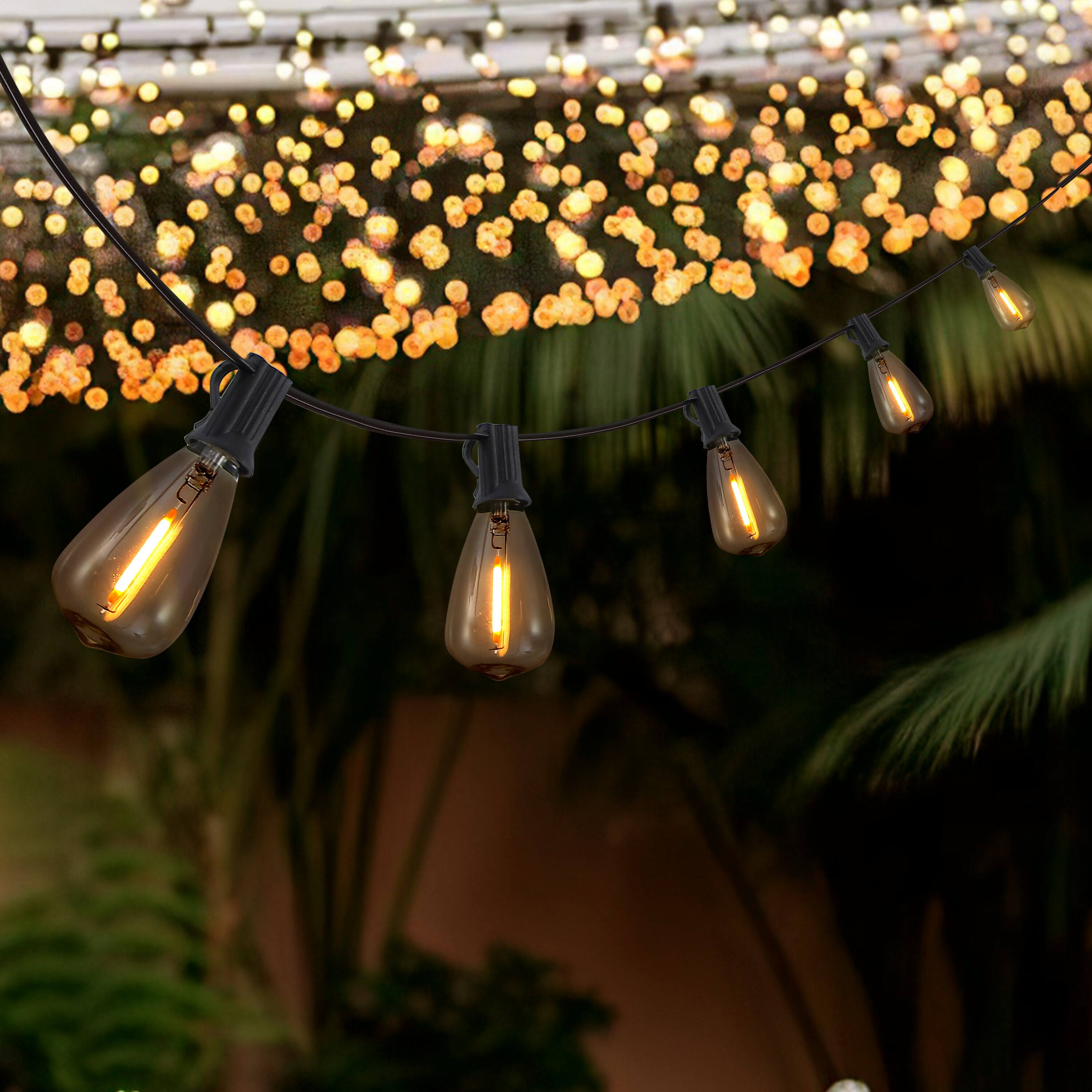 Alt View 1. Jonathan Y - 10-Light Indoor/Outdoor 10 ft. Rustic Industrial ST38 Clear Bulb String Lights, Black - LED - Black.
