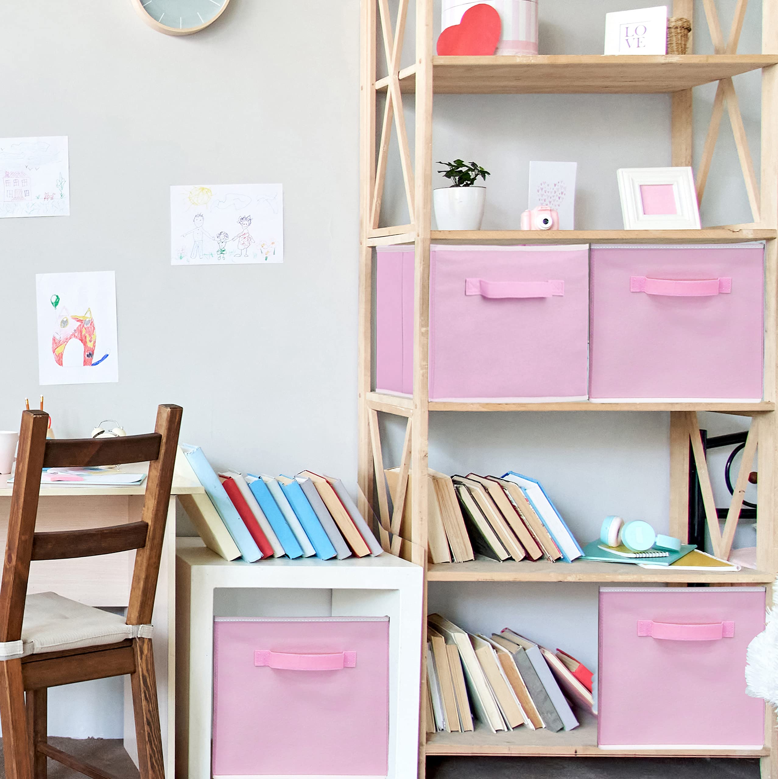 Alt View 1. Dazzling Pops - Simple Houseware Foldable Cube Storage Bins, 11-Inch , 6-Pack Fabric Cubes Organizer for Closet or Shelves - Beige.