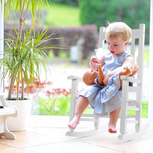 Alt View 10. Winado - Wooden Child's Rocking Chair, All Weather Wooden Rocking Chair with High Backrest, Patio Rocker for Garden Yard Balcony - White.