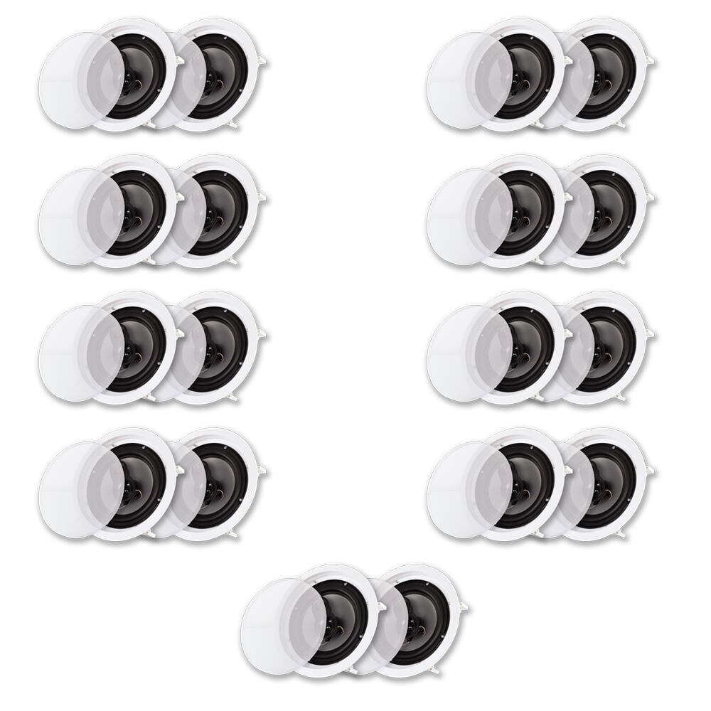 Front. Acoustic Audio by Goldwood - CS-IC83 in Ceiling Wall 8" Speaker 9 Pair Pack 3 Way Home Theater Flush Mount - Paintable White.
