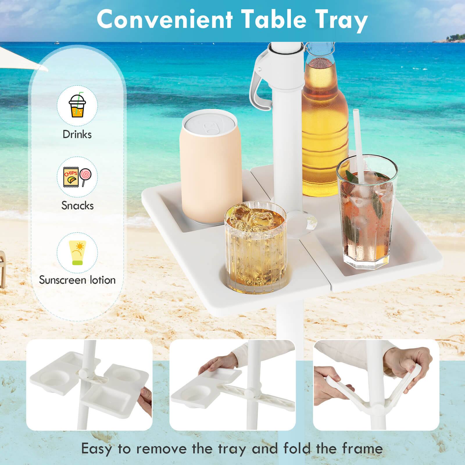 Convenient Table Tray
Drinks
Snacks
Sunscreen lotion
Easy to remove the tray and fold the frame