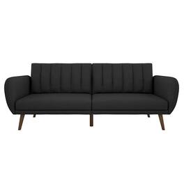 Hivvago - Dark Grey Linen Futon Sofa Bed with Modern Mid-Century Style Wooden Legs - Dark Gray