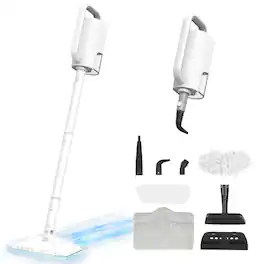 Teendow - 6-in-1 Steam Mop for Floor Cleaning, Multi-Function Steam Vacuum Cleaner for Hardwood Floors and Carpet - White