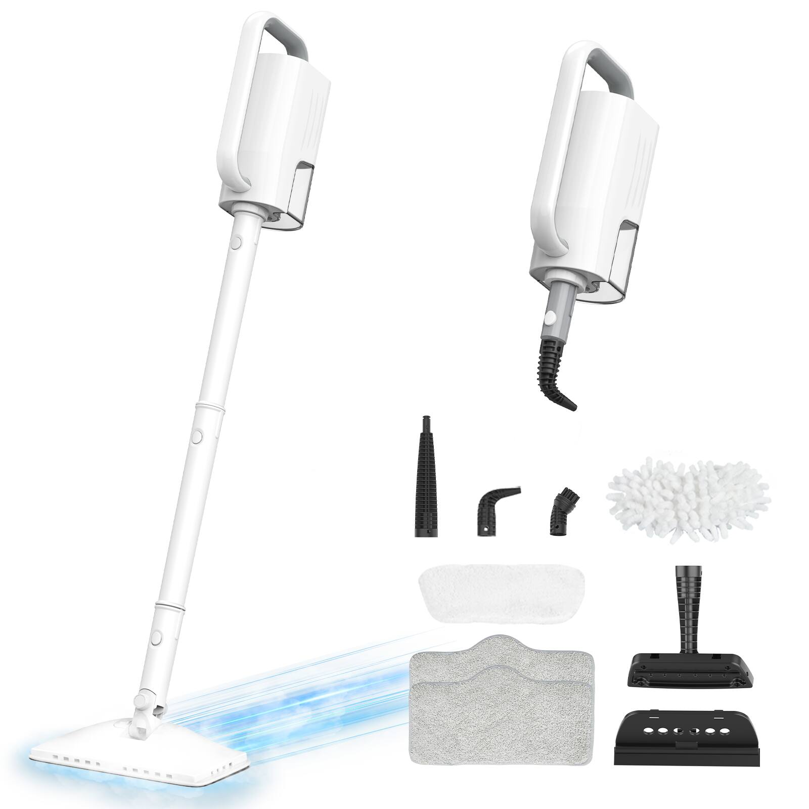 Teendow - 6-in-1 Steam Mop for Floor Cleaning, Multi-Function Steam Vacuum Cleaner for Hardwood Floors and Carpet - White