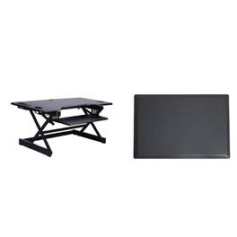 Rocelco - 46" Height Adjustable Standing Desk Converter with Anti Fatigue Mat BUNDLE - Black