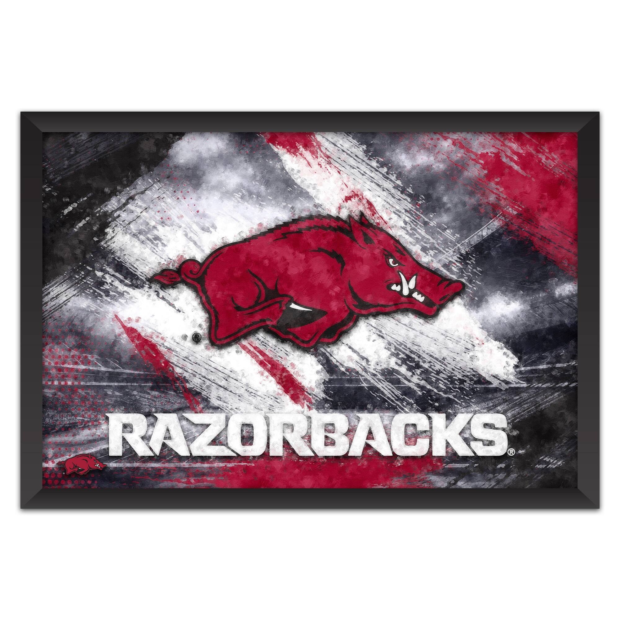 Arkansas Razorbacks 14" x 20" Brush Stroke Logo Framed Art Print