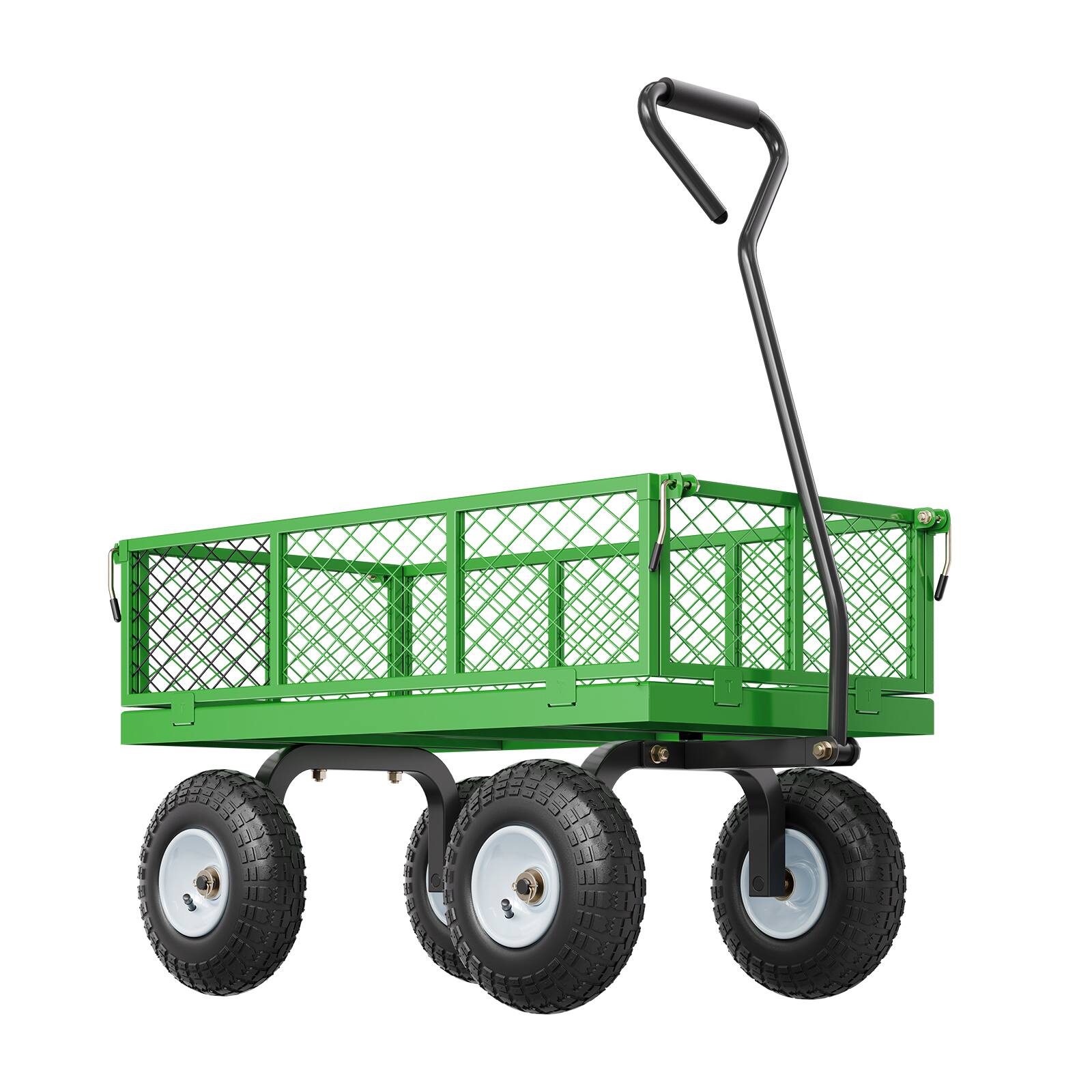 Alt View 5. VEVOR - 680 Lbs Steel Garden Cart on Wheels, Heavy Duty Garden Wagon Cart Pullable, Metal Outdoor Utility Yard Wagon Carts - Green.