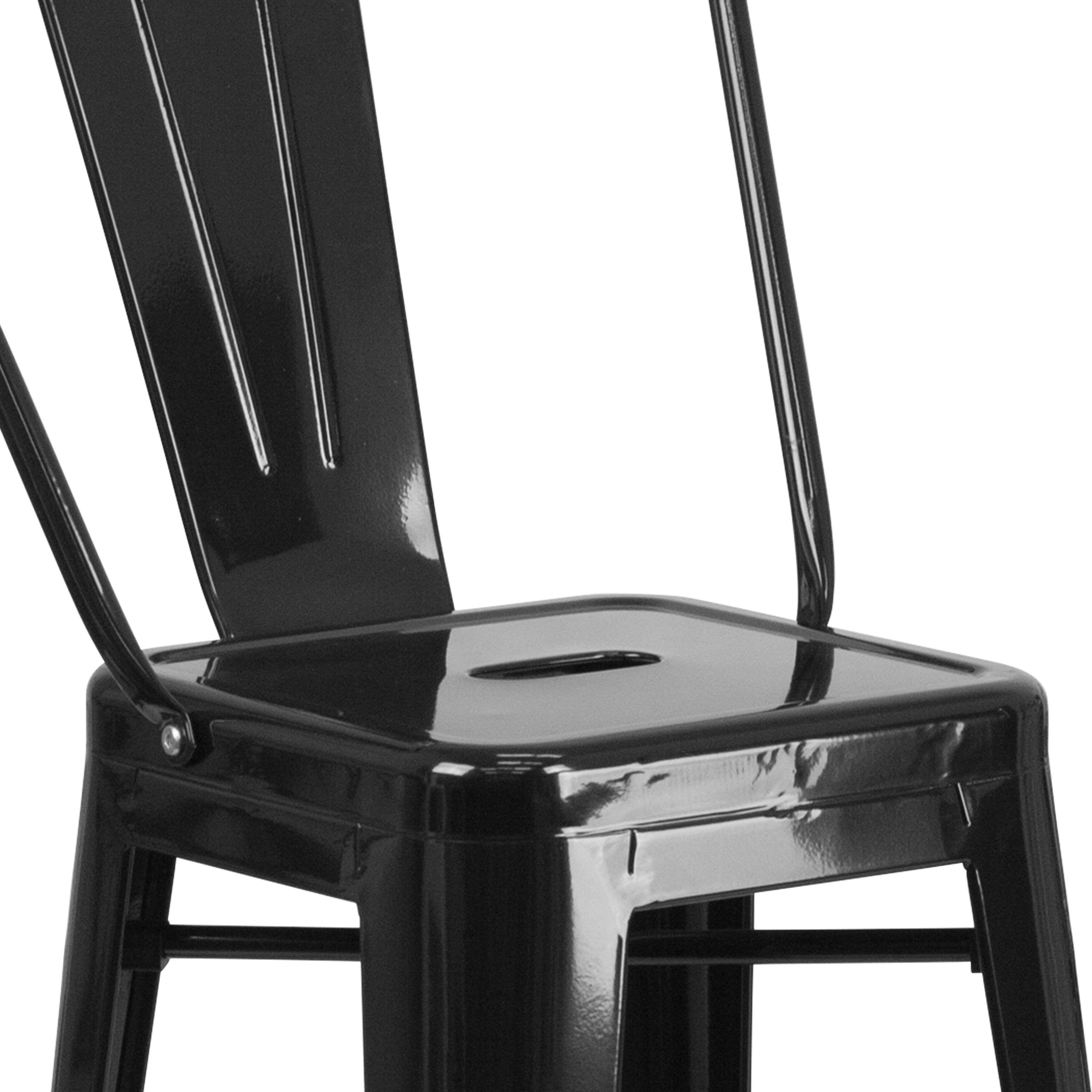 Alt View 5. Emma + Oliver - Commercial Grade 23.75" Square Metal Indoor-Outdoor Bar Table Set, 2 Back Stools - Black.