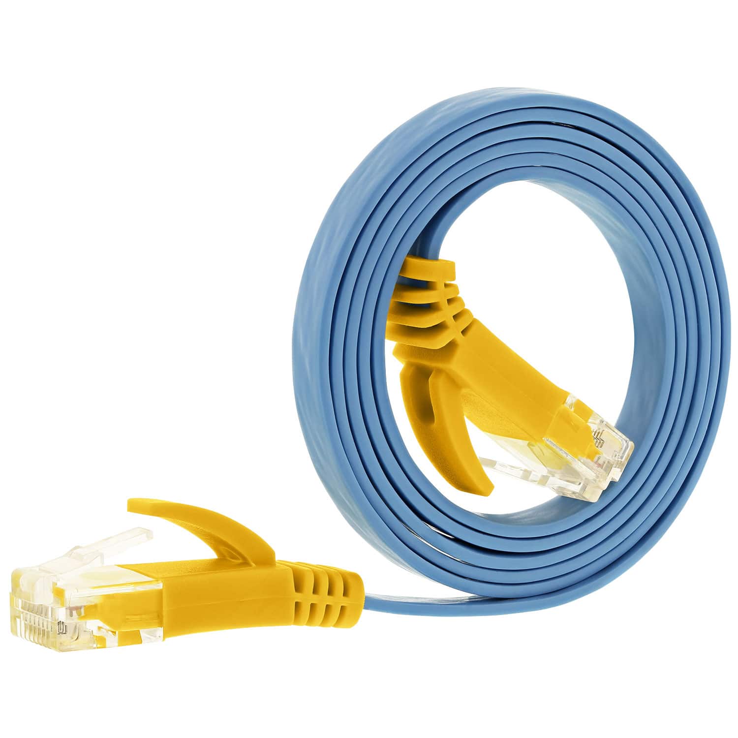 Fosmon - Networking Cat5e Flat Tangle Free Ethernet Patch Cable (Sky 3 Feet) - Blue