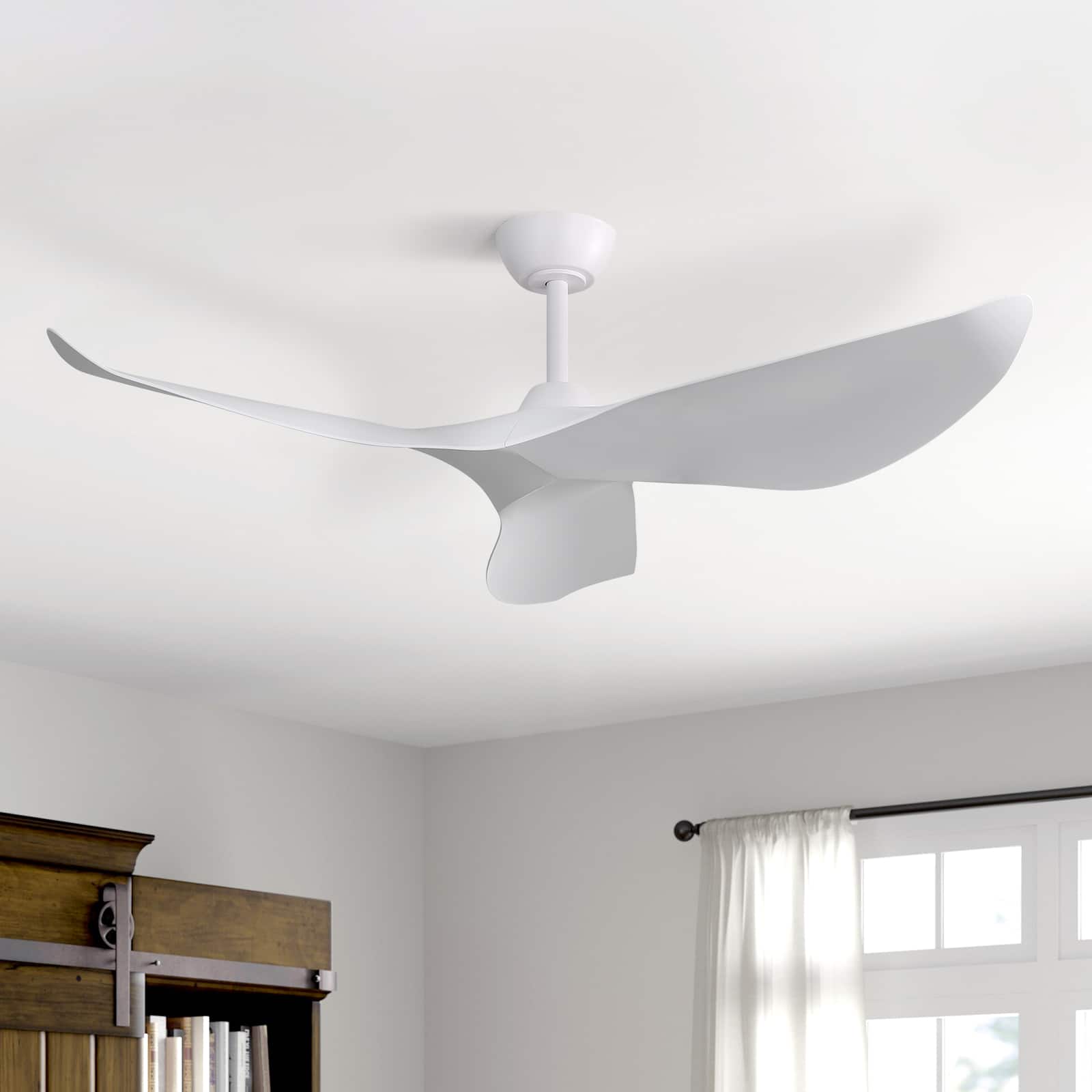 Sofucor - Modern Ceiling Fans No Light with Remote Quiet Reversible DC Motor 6 Wind Speed Timer Indoor/Outdoor Ceiling Fans - 38inch - White