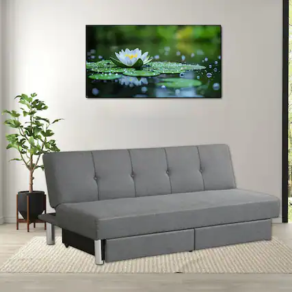 Front. Hivvago - 3-Seater Adjustable Sofa Bed with Dual Storage Drawers and Three Reclining Positions - Grey.