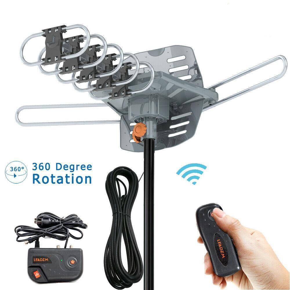 Front. Winado - 990 Mile Outdoor TV Antenna Motorized Amplified HDTV 1080P 4K 36dB 360° Rotation(The pole is not included) - Gray.